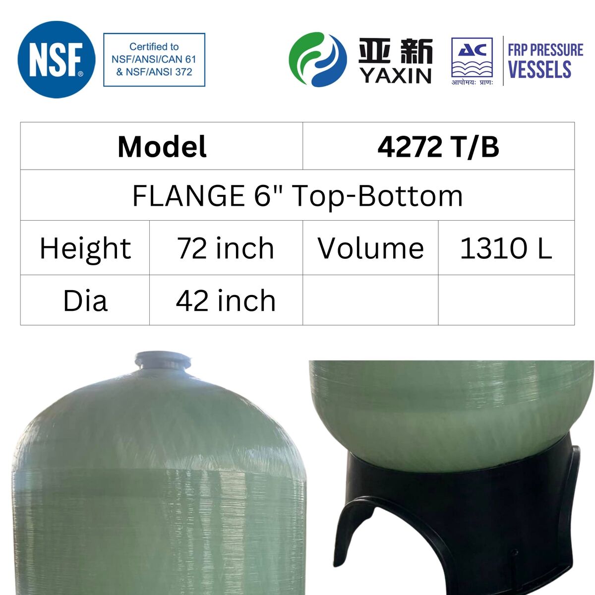 FRP Tank 4272 T/B – Durable Fiberglass Reinforced Plastic Storage Tank.